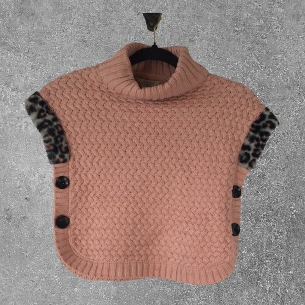 Aspen Girl’s  Knit Poncho Size Small 5/6 with Faux Fur NWOT